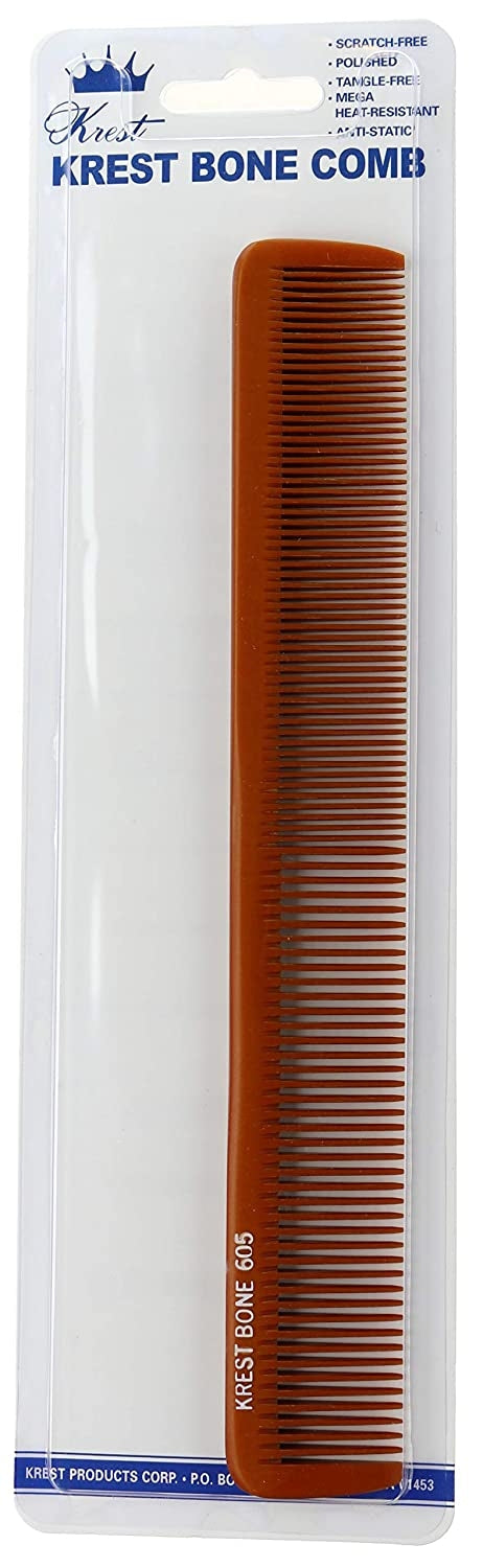 Krest Heat-Resistant Long All-Purpose Styling/Cutting Bone Comb - 8 1/2" (No. 605)