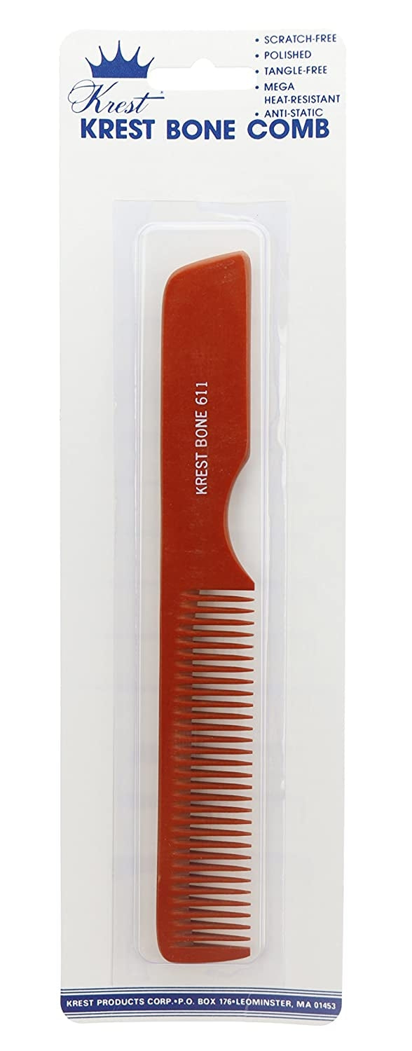 Krest Heat-Resistant 7 1/2" Handle Small Coarse Tooth Bone Comb (611)