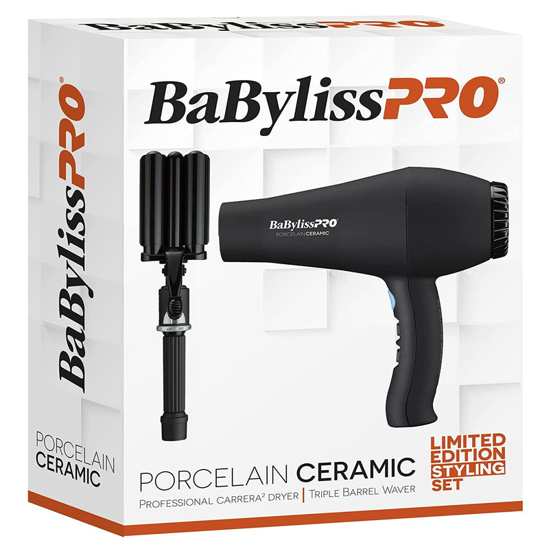 BaBylissPRO Porcelain Ceramic Triple Barrel Waver Carrera2 Hair Drye