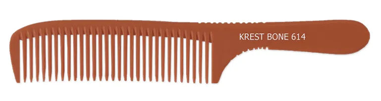 Krest Heat Resistant 8 1/4" Ridged Rounded Handle Large Coarse Teeth Bone Comb (BO614)