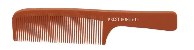 Krest Heat Resistant 8 3/4" Ridged Square Handle Large Coarse Teeth Bone Comb (BO616)