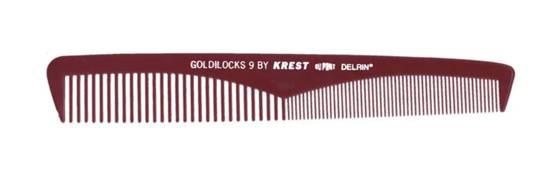 Krest Heat Resistant 7 1/2" Extra Thin Taper/Clipper Burgundy Goldilocks Finishing Comb (G9)