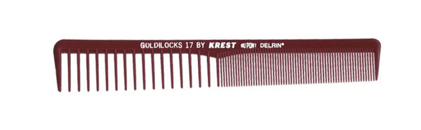 Krest Heat Resistant 7" Space Tooth/Fine Tooth Burgundy Goldilocks Styling Comb (G17)