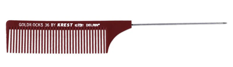 Krest Goldilocks Heat Resistant 8 1/4" Coarse Long Tooth Burgundy Rattail Comb (G36)