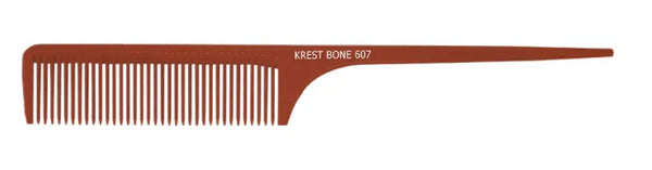 Krest Heat Resistant 9" Medium-Coarse Teeth Rattail Bone Comb (BO607)