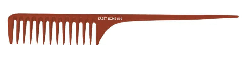 Krest Heat Resistant 11 1/2" Large Space Teeth Rattail Bone Comb (BO610)