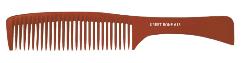 Krest Heat Resistant 8 3/4" Large Handle Feathered Bone Comb w/ Coarse Teeth (BO613)