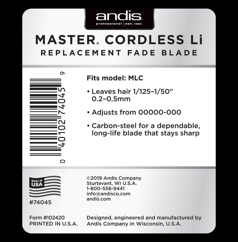 Andis Master Cordless Li Replacement Fade Blade (74045)