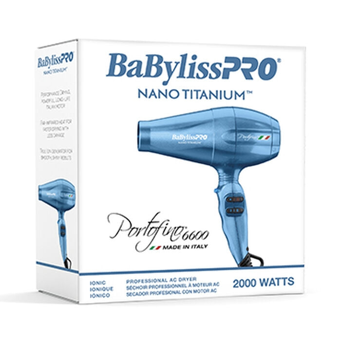 BaByliss PRO Nano Titanium Portofino Full-Size Hair Dryer - Blue (BNTB6610N)