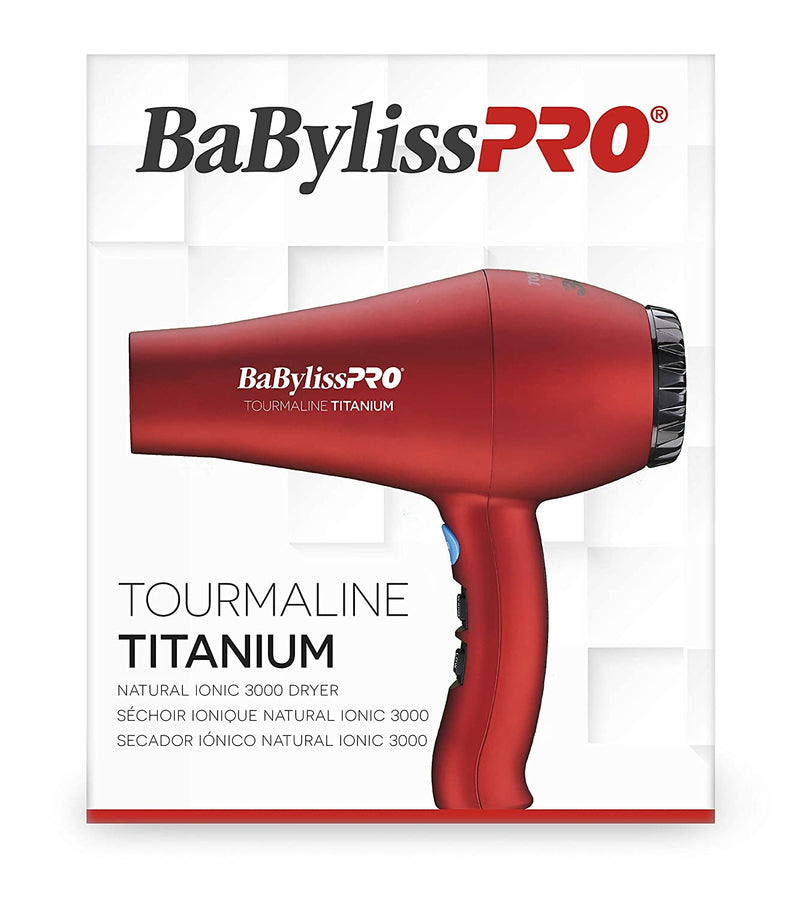 BaByliss PRO Tourmaline Titanium 3000 Hair Dryer - Red (BTT5585)