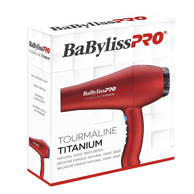 BaByliss PRO Tourmaline Titanium 3000 Hair Dryer - Red (BTT5585)