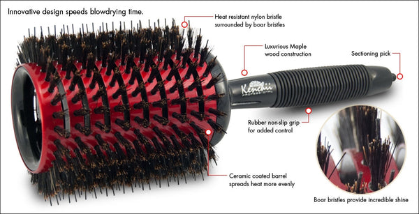 Kenchii Professional Extra Large Vented Ceramic Brush with Nylon and Boar Bristles Extra Large
