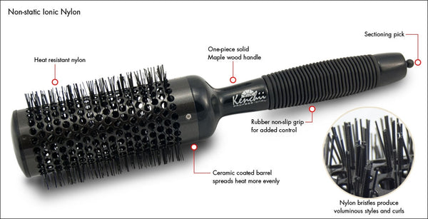 Kenchii Professional Extra Large Thermal Ceramic Brush w/ Ionic Anti-static Nylon Bristles Large