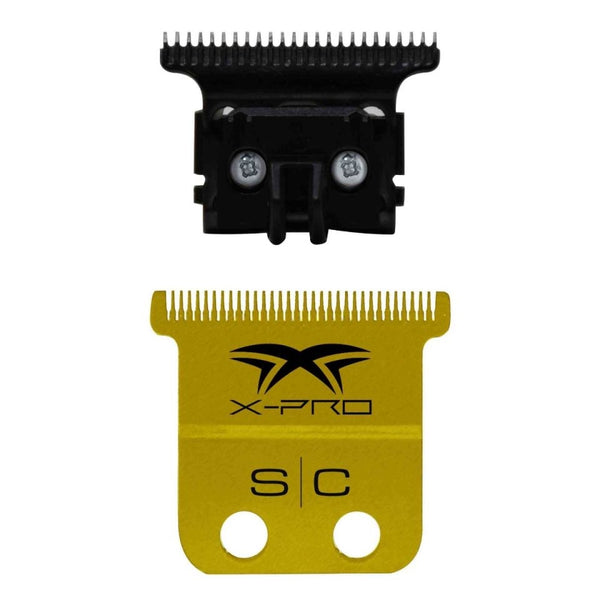 StyleCraft Fixed X-PRO Gold Titanium Replacement Trimmer Blade w/ Black Diamond Carbon DLC  Deep Tooth Cutter Set (SC523GB)
