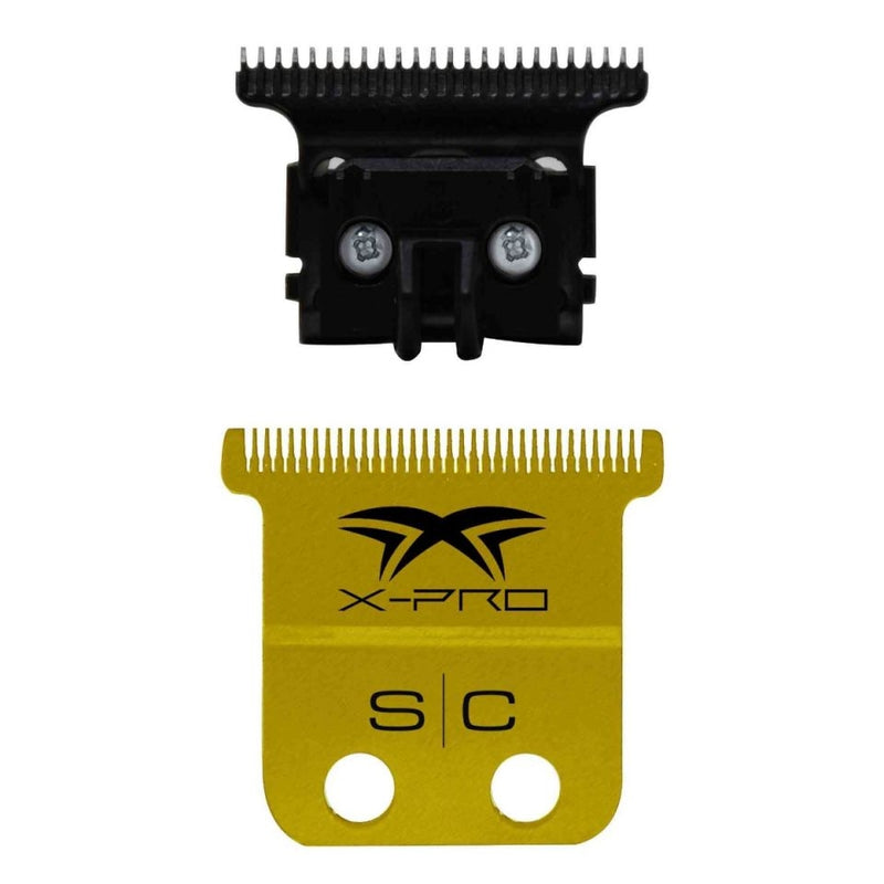 StyleCraft Fixed X-PRO Gold Titanium Replacement Trimmer Blade w/ Black Diamond Carbon DLC  Deep Tooth Cutter Set (SC523GB)