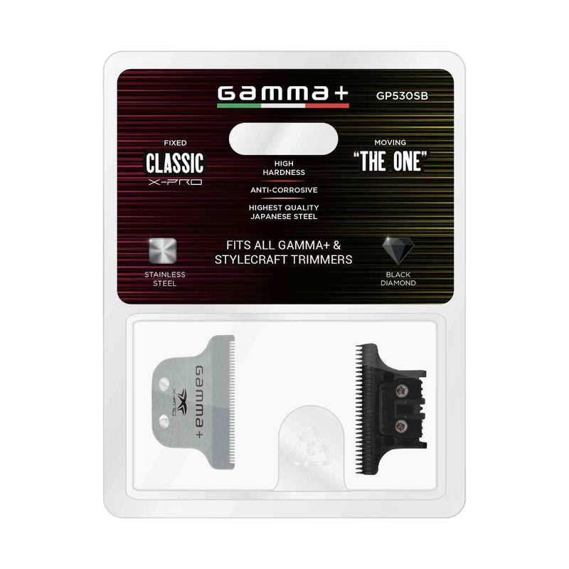 Gamma+ Classic X-Pro Stainless Steel Fixed Blade + The One Black Diamond Cutting Trimmer Blade Set (GP530SB)