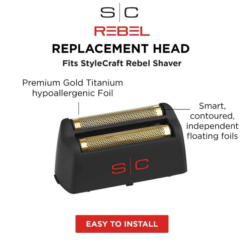 StyleCraft Rebel Foil Shaver Gold Titanium Replacement Foil Head (SC515G)