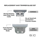 StyleCraft Fixed Stainless Steel Trimmer Blade w/ Stainless Steel Deep-Tooth Cutter (SC522S)