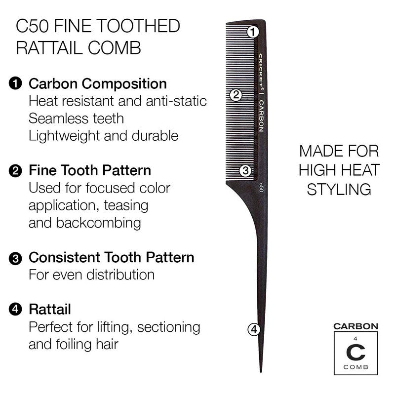 Cricket Carbon Comb Stylist 4-Pack