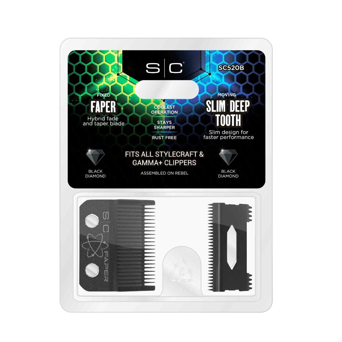 StyleCraft Fixed Black Diamond Carbon DLC Faper Blade w/ Moving Slim D