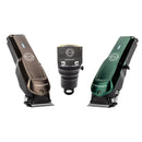 Cordless skin clipper set, brown and green clippers with small charging dock