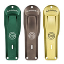 Cordless skin clippers, green, brown, and yellow bodies side-by-side