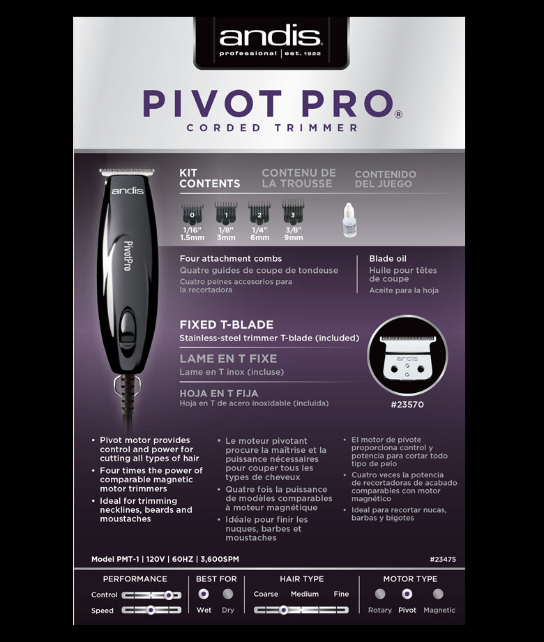 Andis Pivot Pro T-Blade Trimmer - Black (23475)