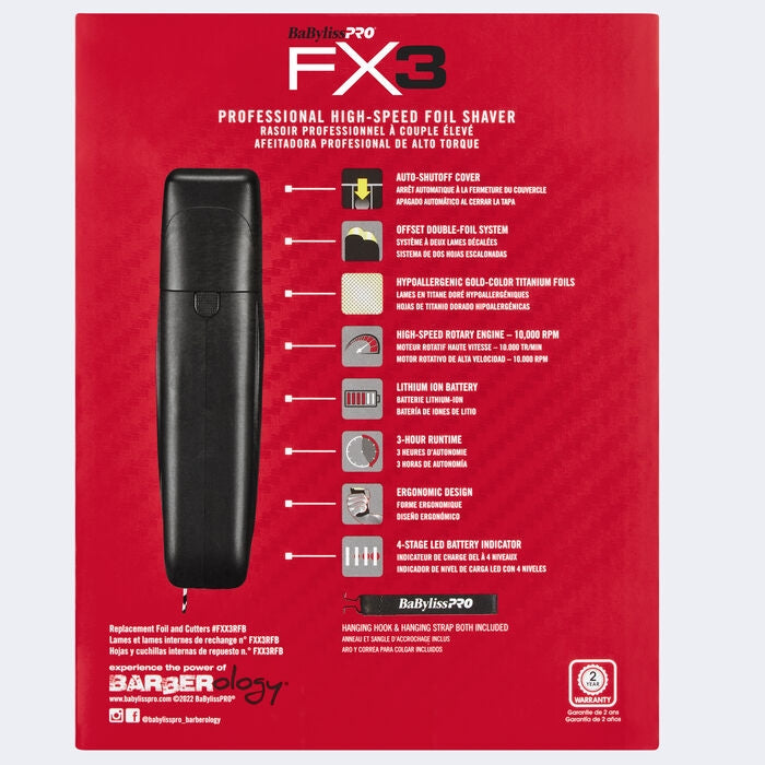 BaByliss PRO FX3 Matte Black Professional High Speed Foil Shaver (FXX3SB) [PRE-ORDER]