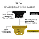 StyleCraft Fixed Gold Titanium Classic X-Pro Trimmer Blade + Black Diamond Carbon DLC The One Cutter Set (SC529GB)