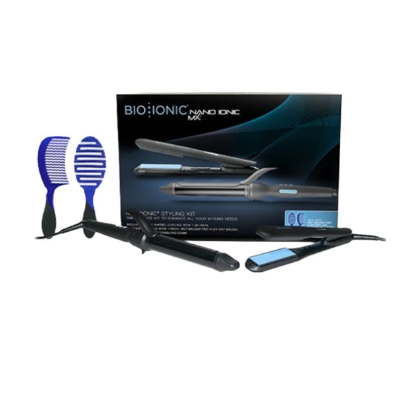 Bio Ionic Nano Ionic MX 4pc Styling Kit with Long Barrel Styler 1.25