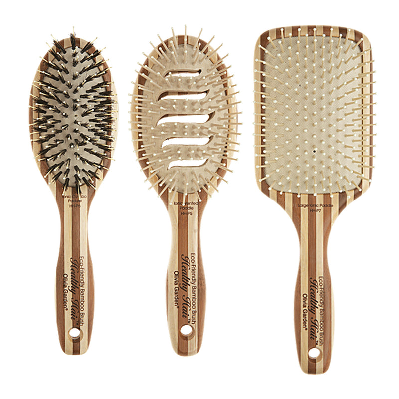 Olivia Garden Healthy Hair Ionic + Boar Combo Bamboo Paddle Brush