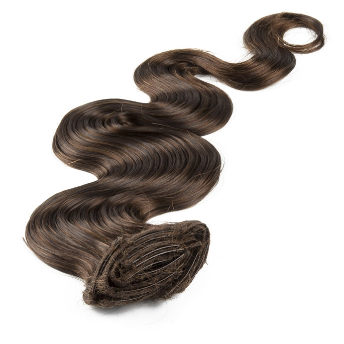 Suprema 100% Real Human Remy Hair Clip On Extensions 7pc Wavy Set - Chocolate [4]