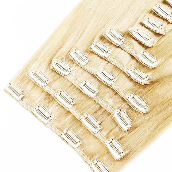 Suprema 100% Real Human Remy Hair Clip On Extensions 7pc Set - Light Blonde [60]