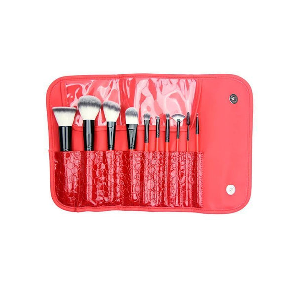 Crown 10pc Deluxe Syntho Brush Set - Red (522)