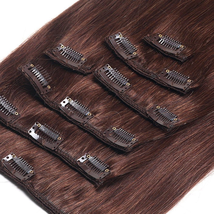 Suprema 100% Real Human Remy Hair Clip On Extensions 7pc Set - Chocolate 4