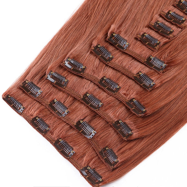 Suprema 100% Real Human Remy Hair Clip On Extensions 7pc Set - Auburn [33]