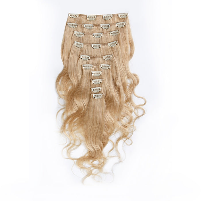 Suprema 100% Real Human Remy Hair Clip On Extensions 7pc Wavy Set - Platinum Blonde [613]