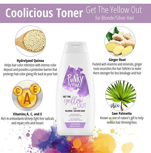 Punky Colour Get the Yellow Out: Shampoo for Blonde/Silver Hair - Coolicious (250ml/8.5oz)