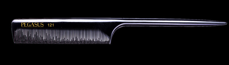 Pegasus Hard Rubber Fine Teeth Rattail 8 1/4" Comb