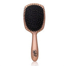 Boar bristle hair brush, rose-gold handle with oval black bristle pad