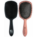 Boar bristle hair brush set, black and rose-gold handles with black pin pads