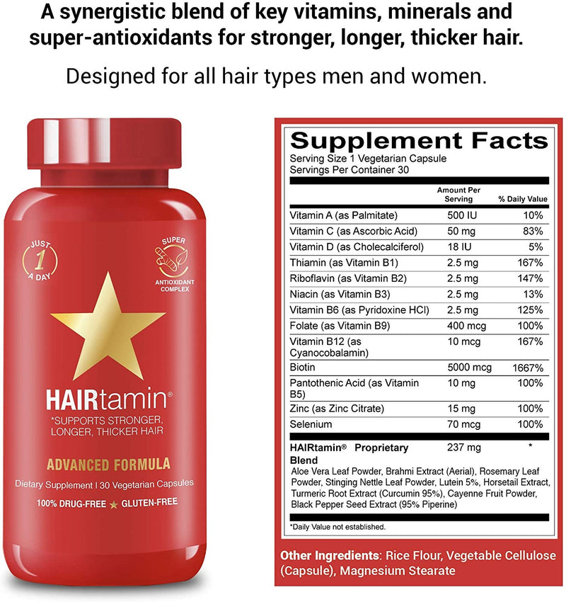 HAIRtamin Advanced Formula - 1 Month Supply (30 ct)