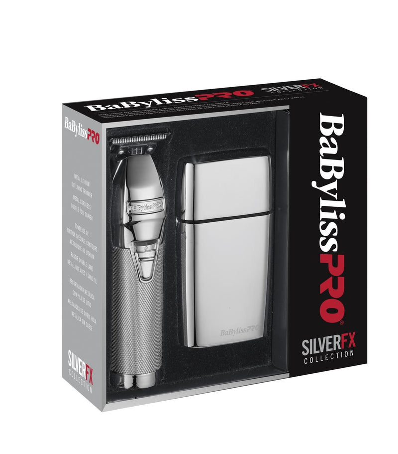 BaByliss PRO Silver FX Collection Outliner & Double Foil Shaver Set (FX787S & FXFS2)