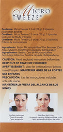 Micro Tweeze hair removal system box back with ingredients and usage instructions