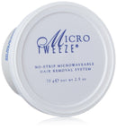 Micro Tweeze jar lid close-up with logo and no-strip microwaveable hair removal text