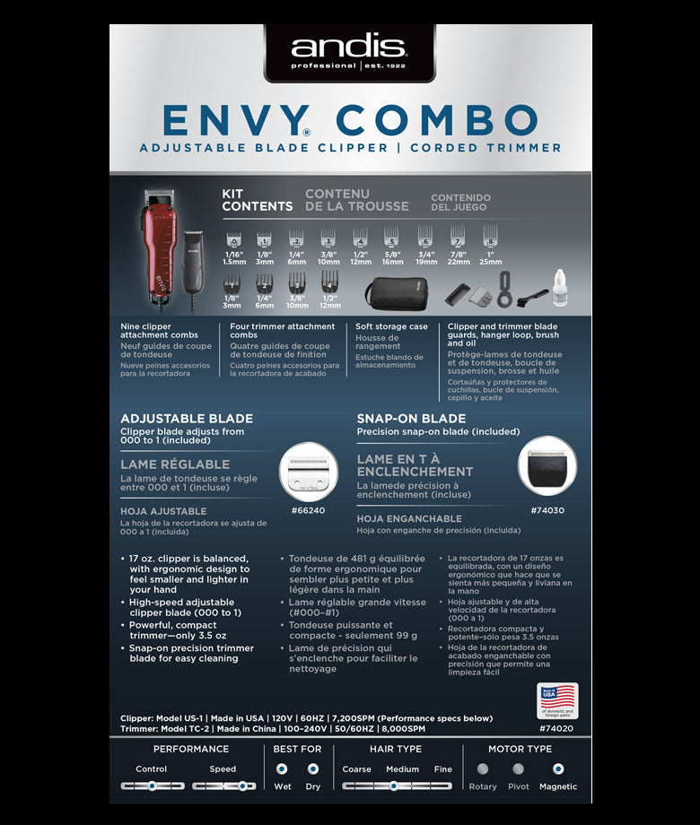 Andis Envy/Trimmer Combo (74020)