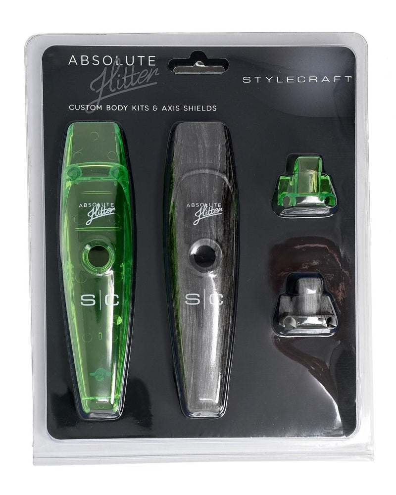 Stylecraft Absolute Hitter Custom Body Kit Spare Lids - Transparent Green & Grey Wood