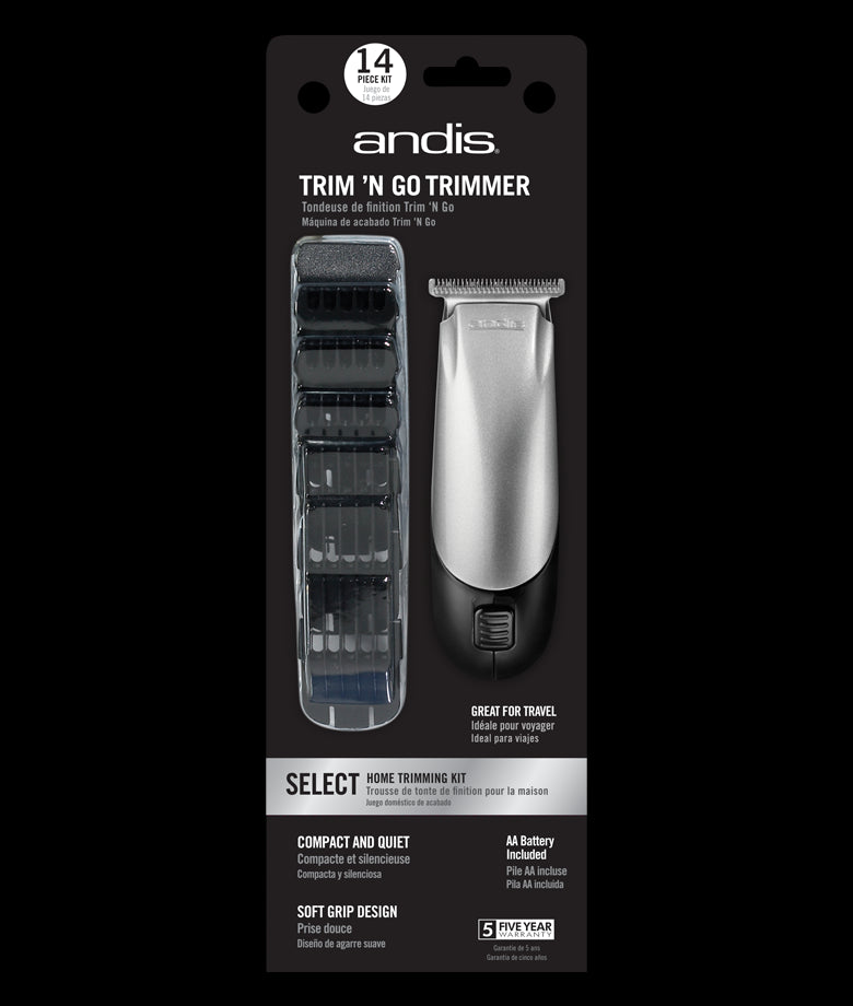 Andis Trim 'N  Go Silver & Black T-Blade Trimmer - 12 pc Kit (24870)