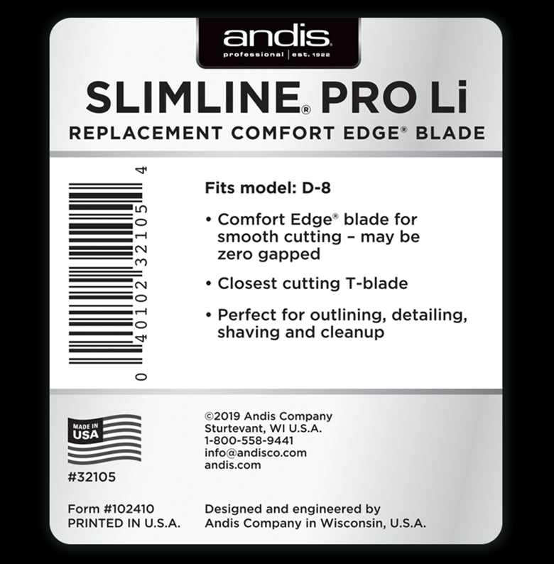 Andis Slimline Pro Close Cutting Li Trimmer Carbon-Steel T-Blade (32105)