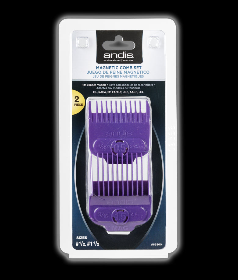 Andis Single Magnetic Dual Pack Comb Set - Size 0.5 & 1.5 (66560)